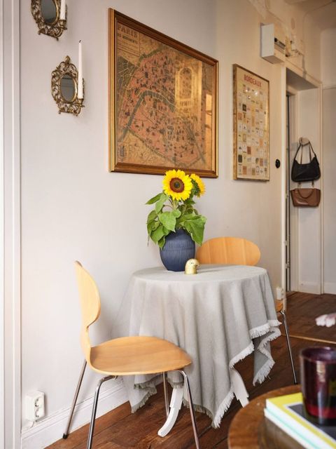 A Small Studio With A French Style Sitting Area - The Nordroom in Foldable Round Dining Table For Studio Flat